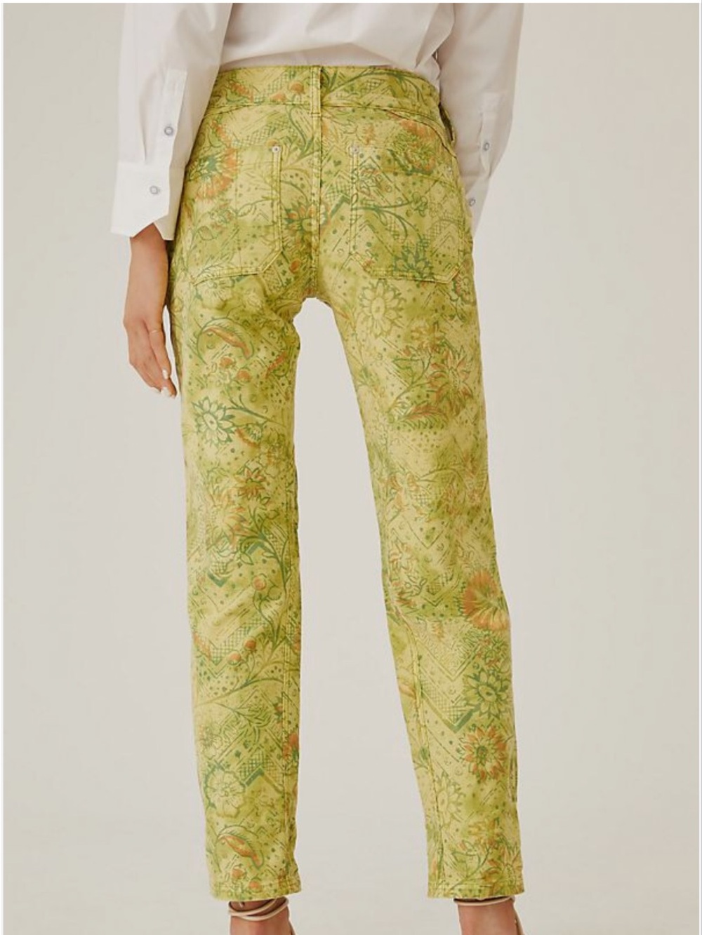 Anthropologie Pilcro The Wanderer Pants 31 Green Floral Patchwork Low Rise Boho - Picture 6 of 16